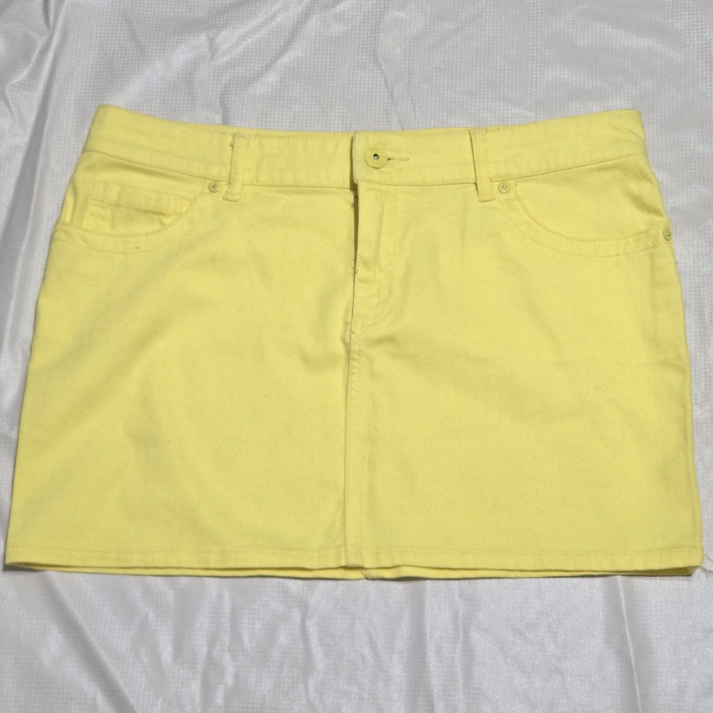 Twik By Simon Yellow Denim Mini Skirt US 11